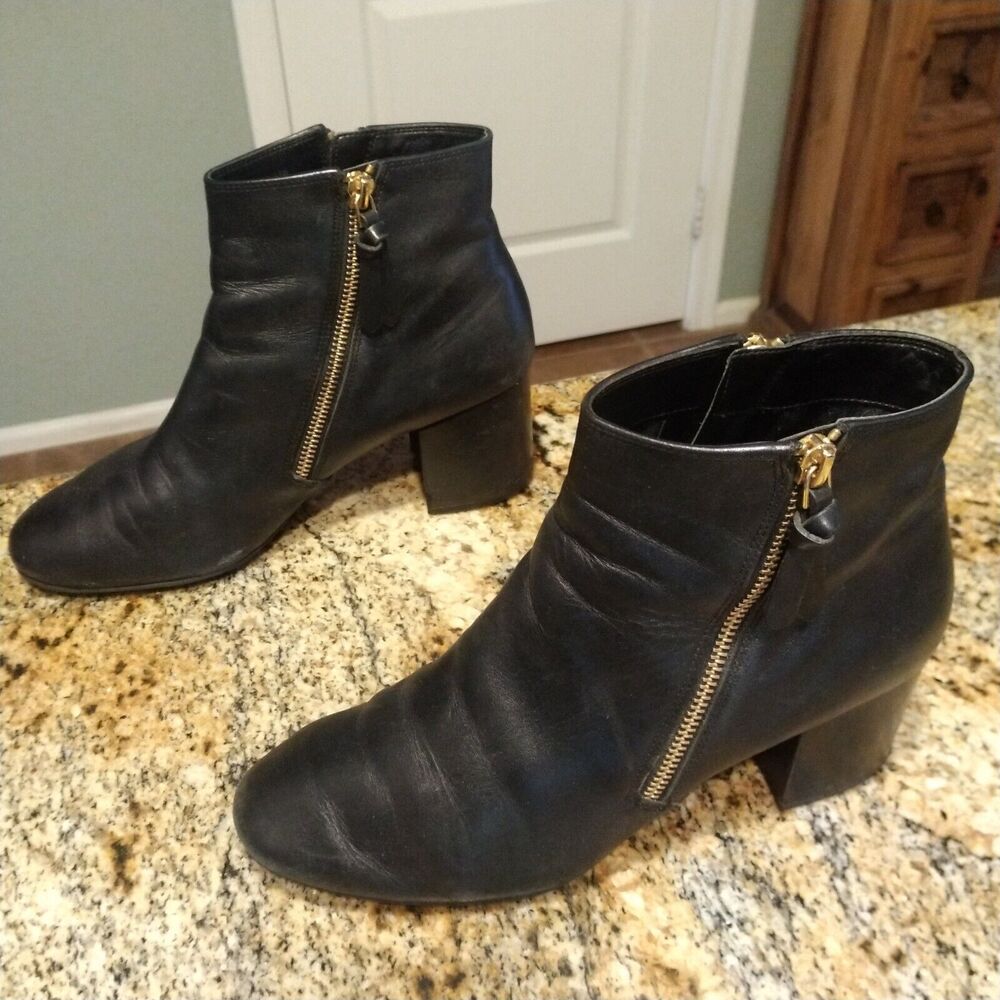 Cole Haan Grand Black Leather Ankle Double Zip Chelsea Booties Boots Size 8.5 B